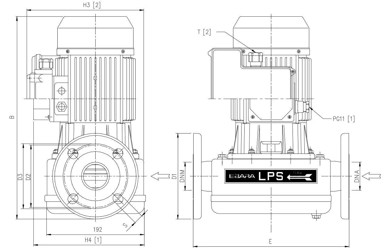 Máy Bơm Ly Tâm Thẳng Hàng Ebara LPS Inox 304 DN25-DN50