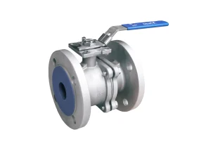 Van bi TECOFI inox 2 mảnh mặt bích DN15–DN200, đế PTFE